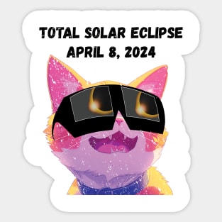 Total Solar Eclipse 2024 Grunge Cat-Black text Sticker